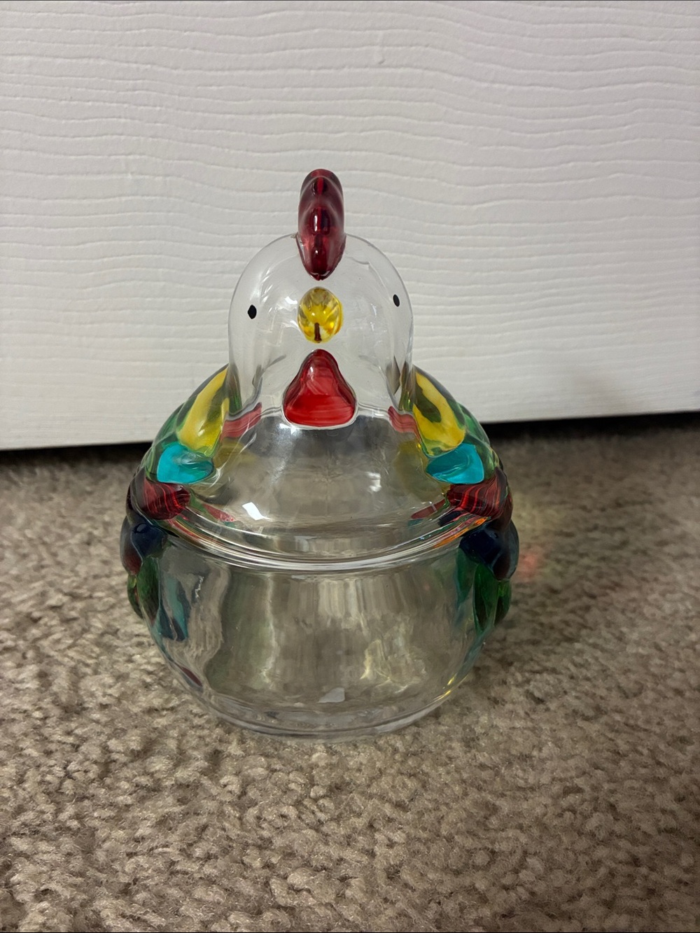 Glass Chicken Candy Dish - Multicolor
